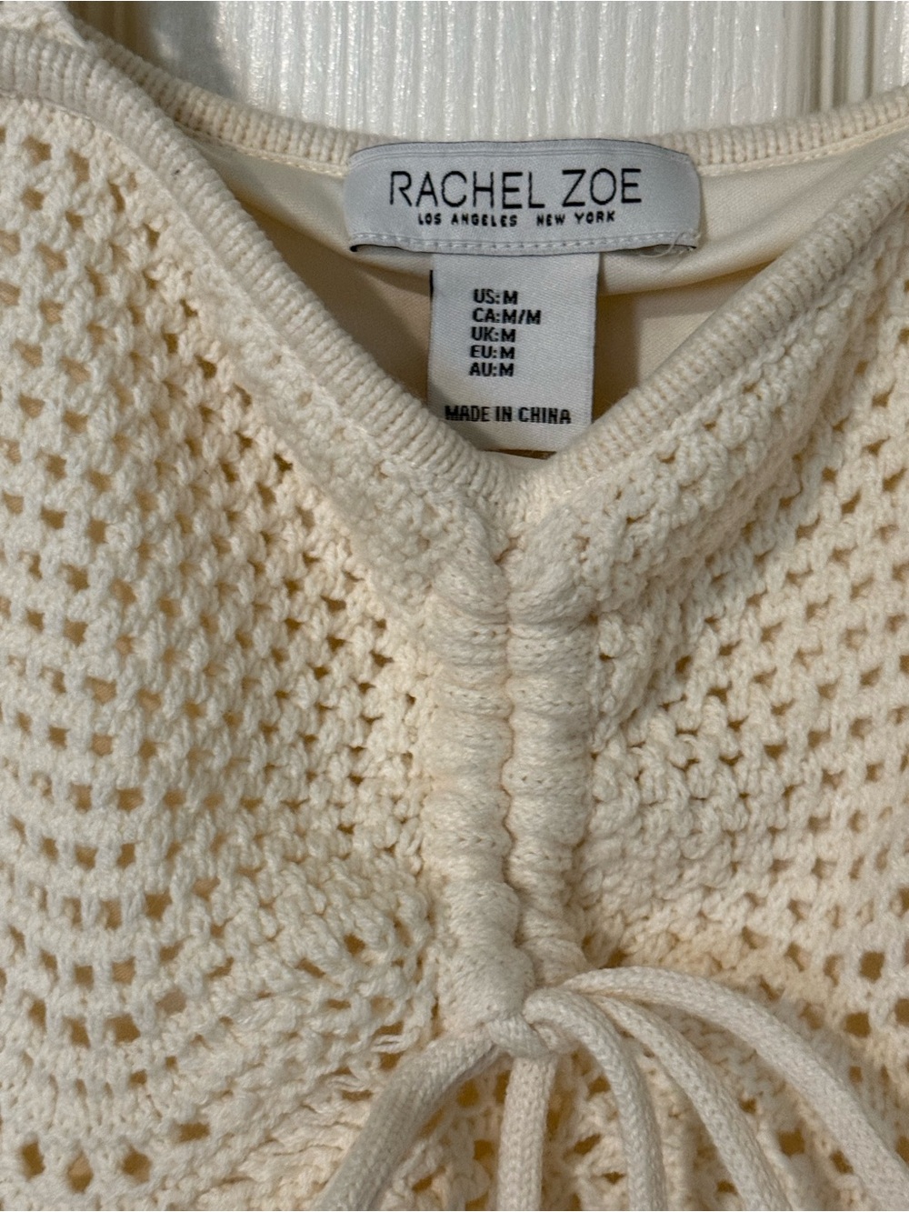 Rachel Zoe Cream Crochet Tie-Front Tank Top size MEDIUM - Picture 5 of 8